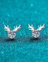 925 Sterling Silver Reindeer-Shaped Moissanite Earrings