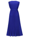 Tied Surplice Cap Sleeve Pleated Dress