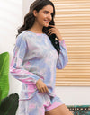 Ivy Lane Tie-Dye Long Sleeve Top and Shorts Lounge Set