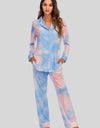 Collared Neck Long Sleeve Loungewear Set with Pockets