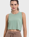 Drawstring Cutout Round Neck Active Tank