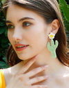 Floral Bead Dangle Earrings