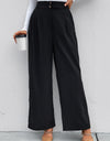 High Waist Ruched Pocketed Wide Leg Pants