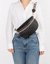 Bead Trim Straw Weave Crossbody Bag