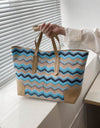 Chevron Straw Tote Bag