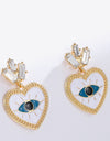 Evil Eye Heart-Shaped Drop Earrings