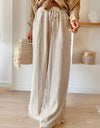 Pocketed Striped Wide Leg Pants