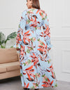 Plus Size Belted Surplice Flounce Sleeve Maxi Dress