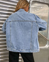 Collared Neck Dropped Shoulder Denim Jacket