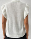 Cable-Knit Turtleneck Cap Sleeve Sweater