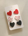 3 Piece Acrylic Heart Stud Earrings