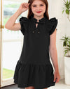 Tie Neck Flutter Sleeve Dress