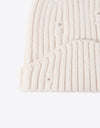 Distressed Rib-Knit Beanie