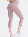 Wide Waistband Cropped Active Leggings with Pockets