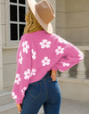 Floral Open Front Fuzzy Cardigan