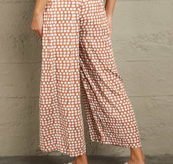 Polka Dot High Waist Wide Leg Pants with Pockets