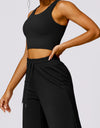 Round Neck Wide Strap Cropped Active Tank