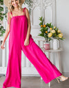 Veveret Pocketed Spaghetti Strap Wide Leg Jumpsuit