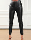 Zip Up PU Leather Skinny Cropped Pants