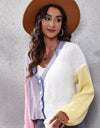 Color Block Ribbed Long Sleeve Cardigan