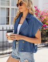 Buttoned Up Collared Neck Denim Top