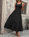 Smocked Scoop Neck Sleeveless Tank Dress