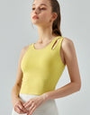 Ribbed Round Neck Sports Tank Top