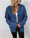 Button-Down Long Sleeve Hooded Sweater