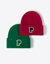 Letter Patch Cuffed Knit Beanie