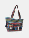 Printed Tassel Detail Tote Bag