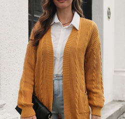 Open Front Longline Cardigan with Pockets