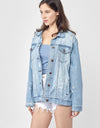 RISEN Full Size Distressed Long Sleeve Denim Jacket