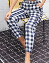 Plaid Elastic High Waist Cargo Pants