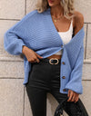 Button Down Horizontal-Ribbing Longline Cardigan