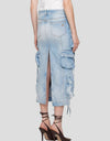 Slit Midi Denim Skirt with Pockets