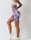 Tie Dye Wide Waistband Slim Fit Sports Shorts