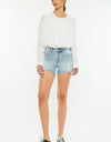 Kancan High Rise Side Slit Denim Shorts