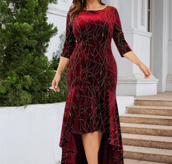 Plus Size Ruffle Hem High-Low Dress