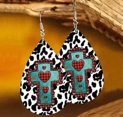 PU Leather Iron Hook Teardrop Earrings