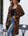 Leopard Open Front Cardigan with Pockets