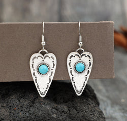 Alloy Turquoise Heart Dangle Earrings