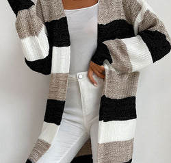 Striped Long Sleeve Duster Cardigan