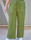 Plus Size Drawstring Straight Pants with Pockets