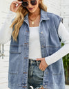 Button Down Collared Neck Denim Jacket