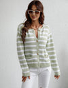 Woven Right Striped Button Front Cardigan