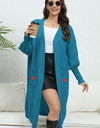 Lantern Sleeve Open Front Pocketed Cardigan