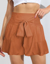 Smocked Tie-Front High-Rise Shorts