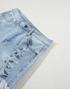 Distressed Raw Hem Denim Shorts