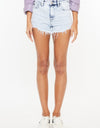 Kancan High Rise Frayed Hem Denim Shorts