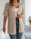 Openwork Open Front Half Sleeve Cardigan